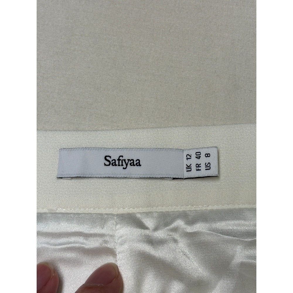 Safiyaa Ivory High Rise Flare Crepe Trousers Pants White‎ US 8 UK 12 FR 40 - Picture 2 of 10